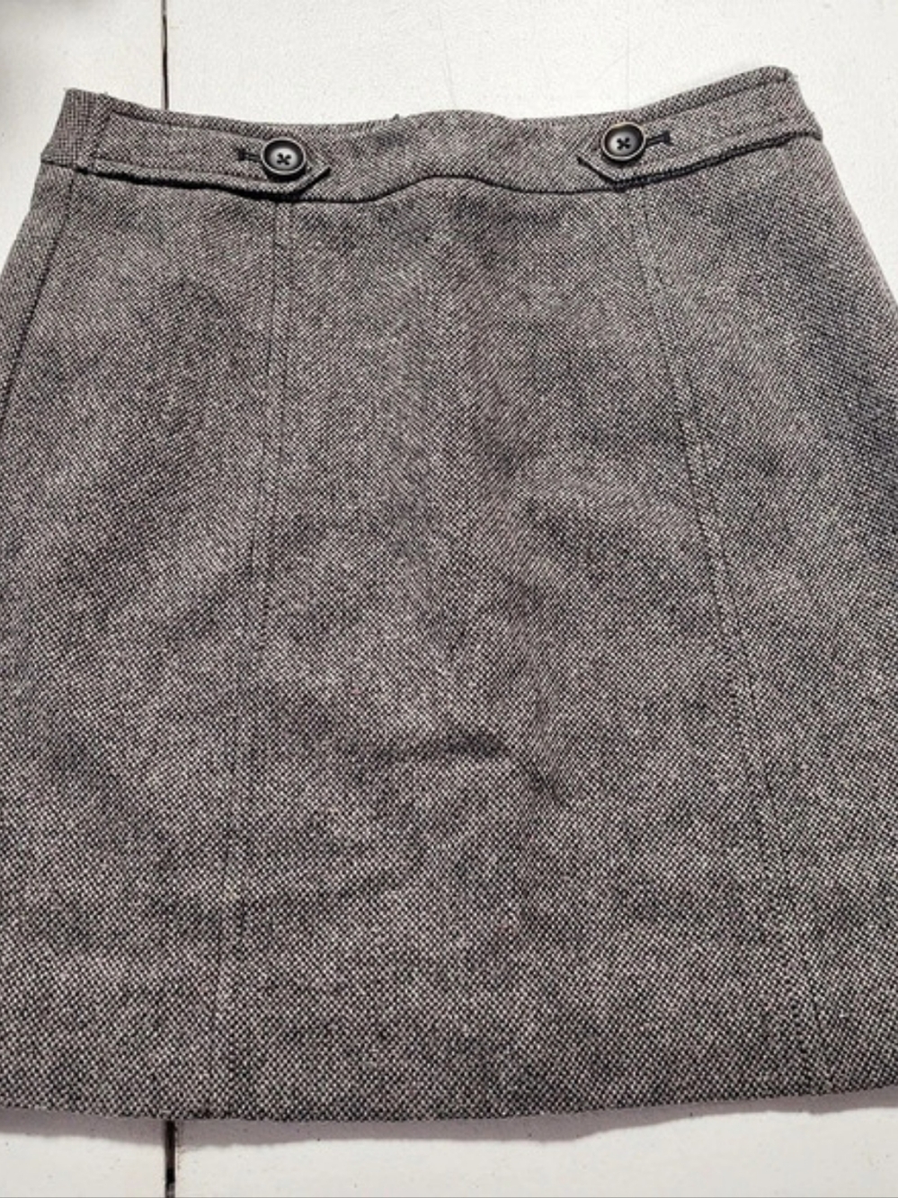 LOFT Tweed Button Tab Mini Skirt Gray Size 00